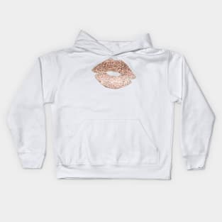 Lips - rose gold glitter Kids Hoodie